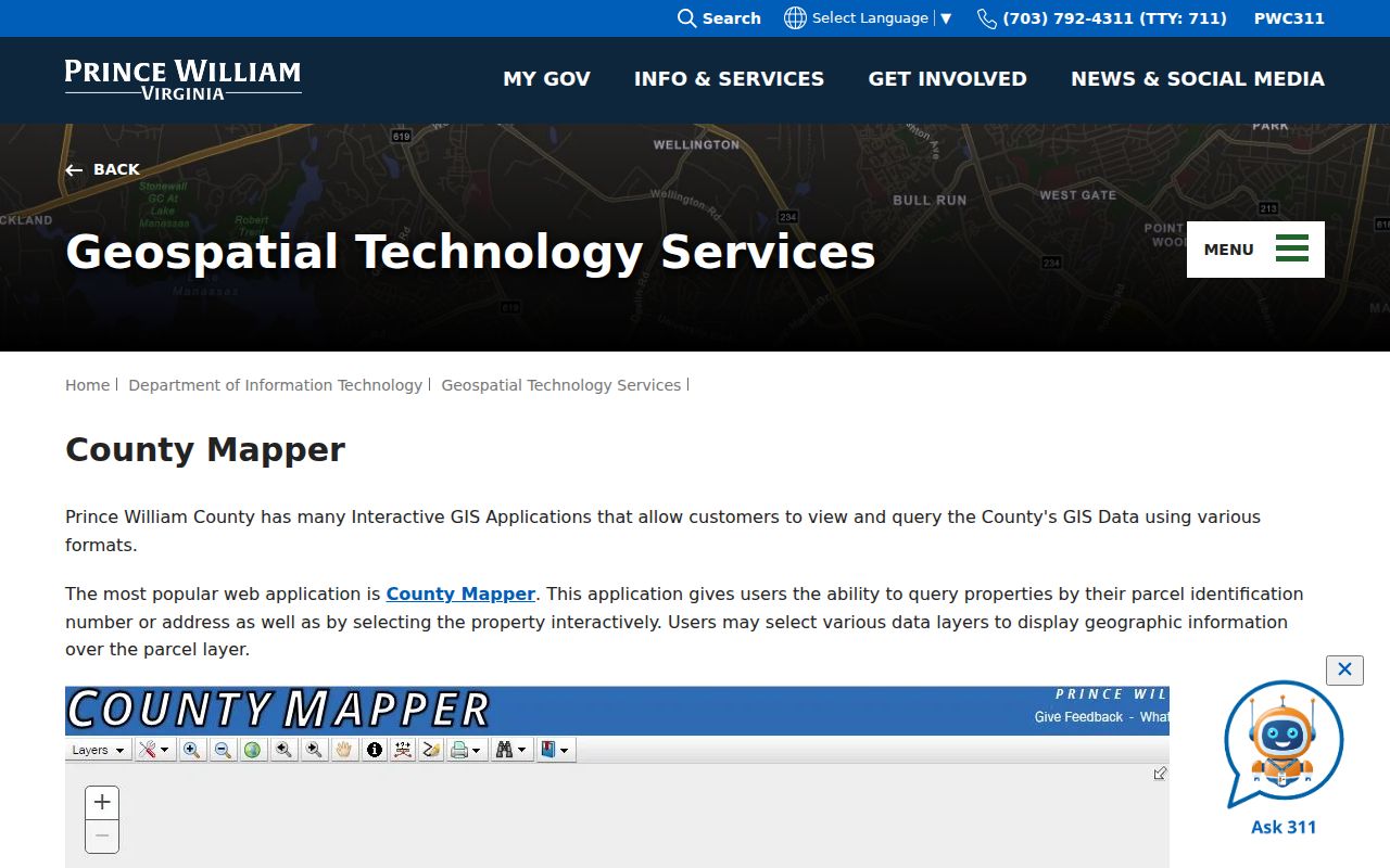Cherry Hill neighbors parcel map in Prince William County Mapper